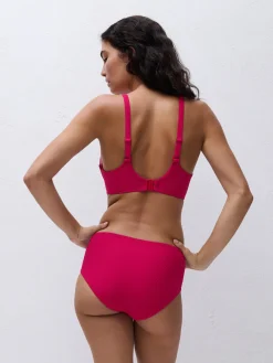 Bikiniunderdel med høj talje - Berry Magenta