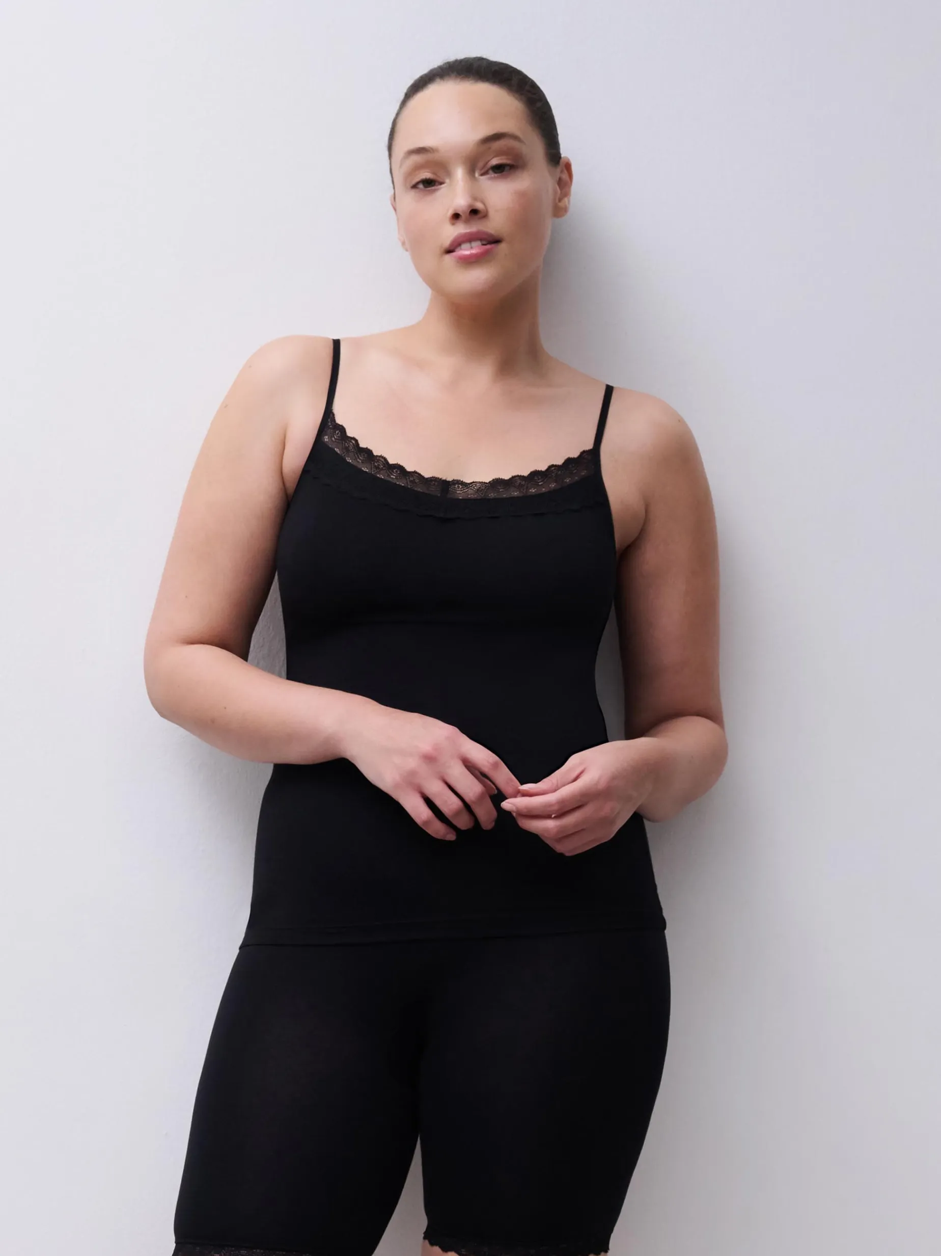 Chemise top - bomuld - Sort