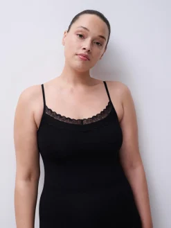 Chemise top - bomuld - Sort