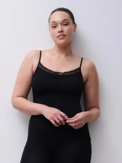 Chemise top - bomuld - Sort
