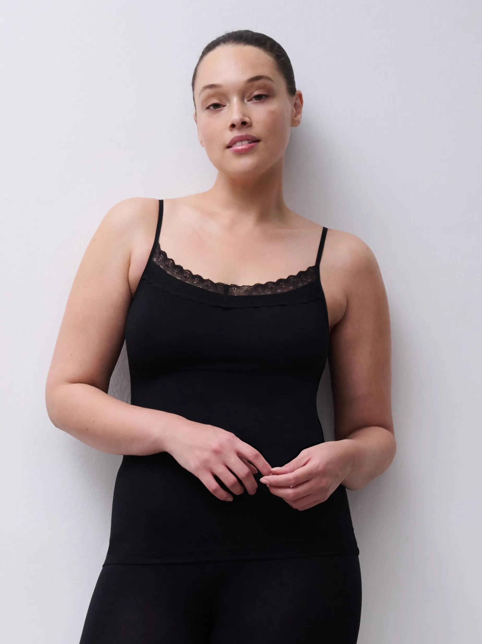 Chemise top - bomuld - Sort