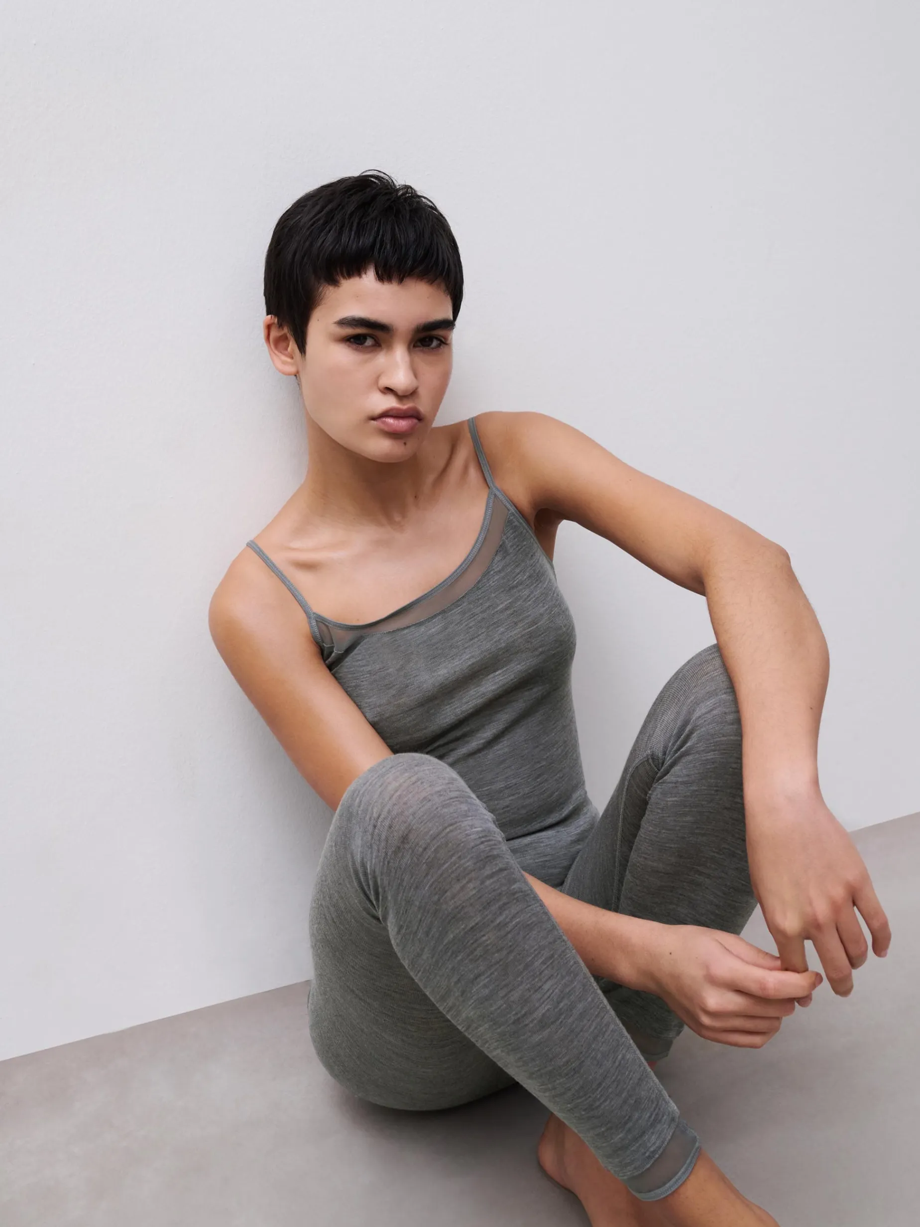 Chemise top - 100% merinould - Heather grey