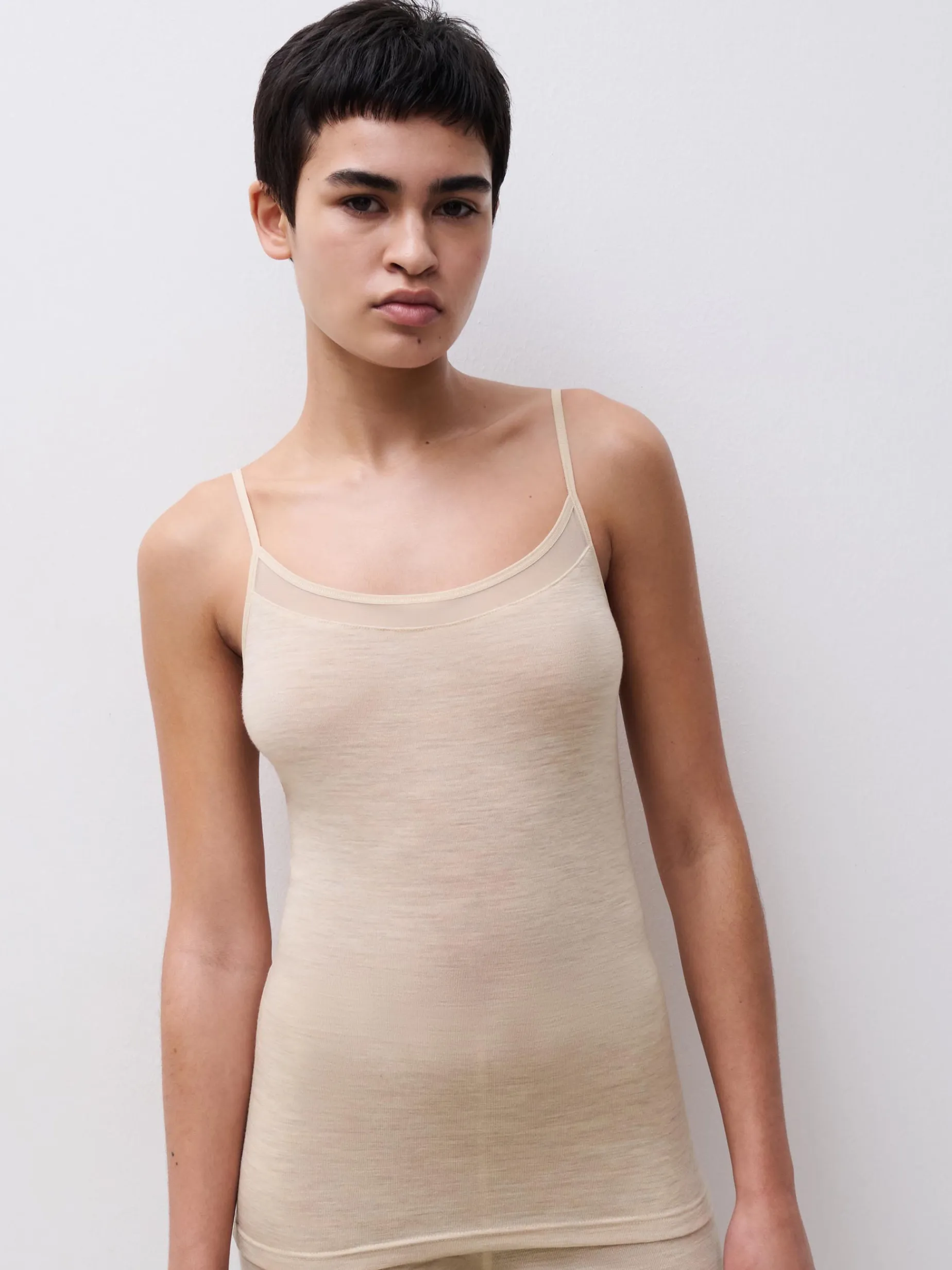 Chemise top - 100% merinould - Heather nude