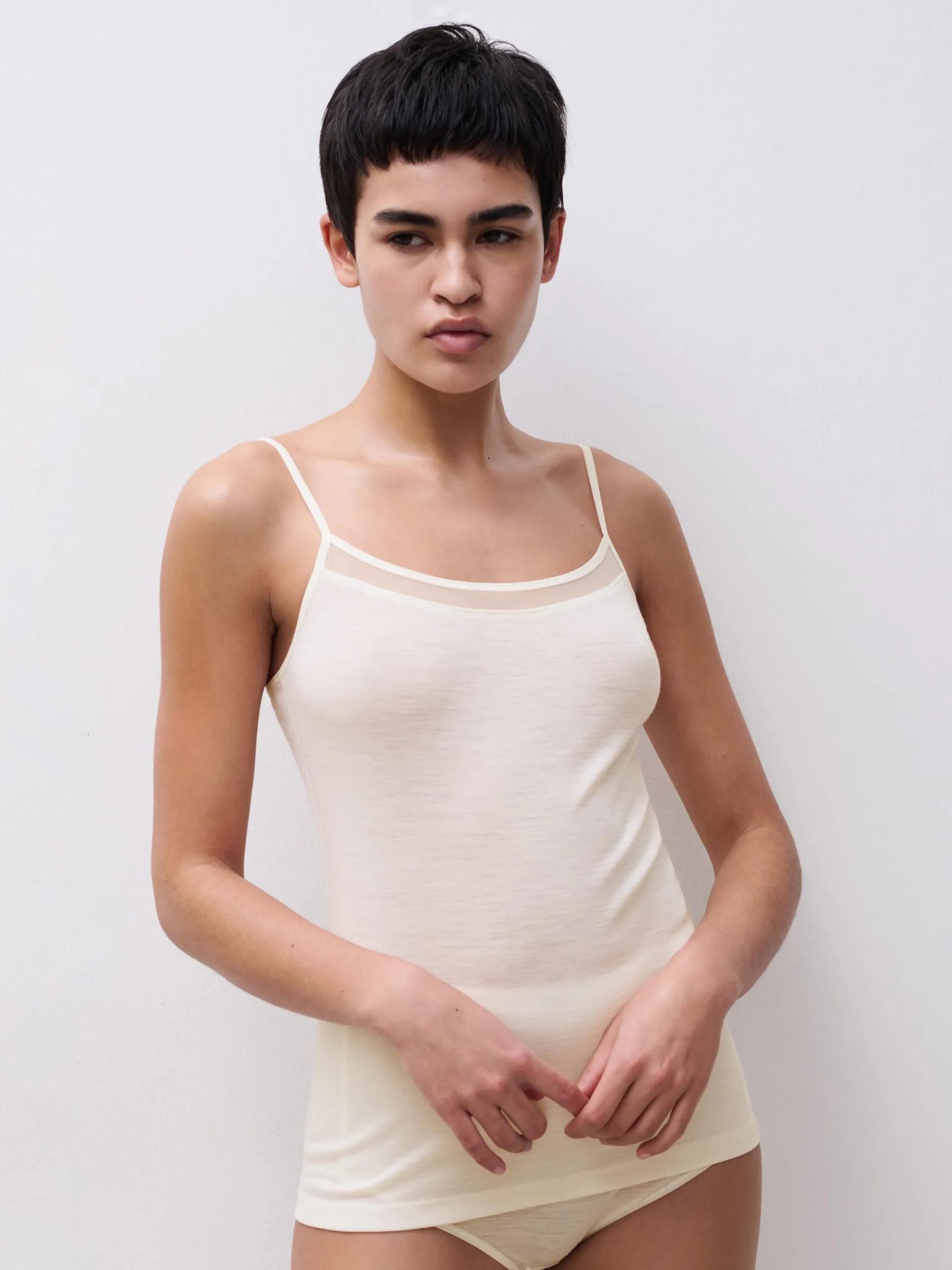 Chemise top - 100% merinould - Ivory