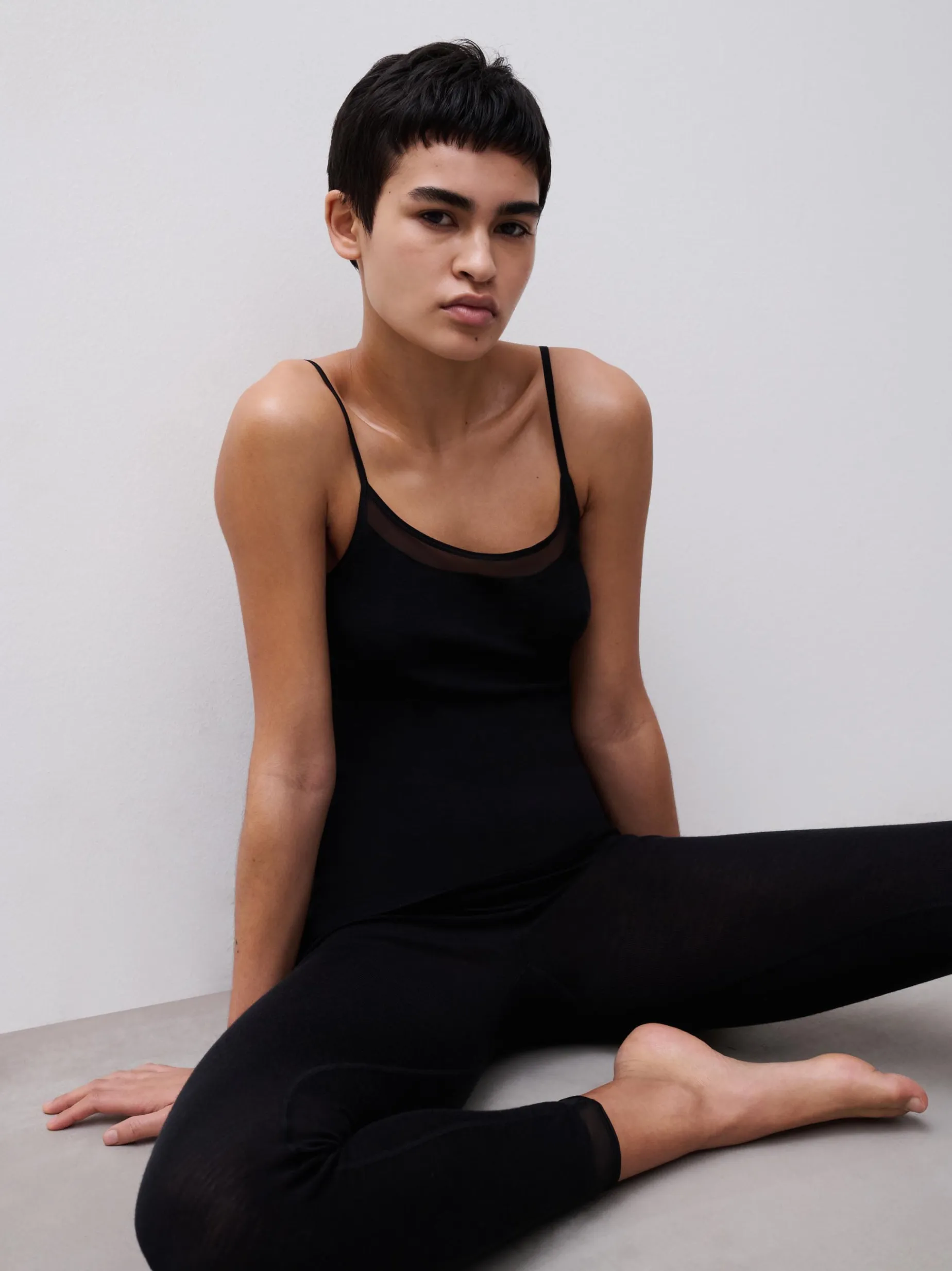 Chemise top - 100% merinould - Sort