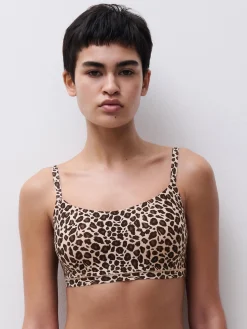 Foret bøjlefri-BH med smalle stropper - Leopard print