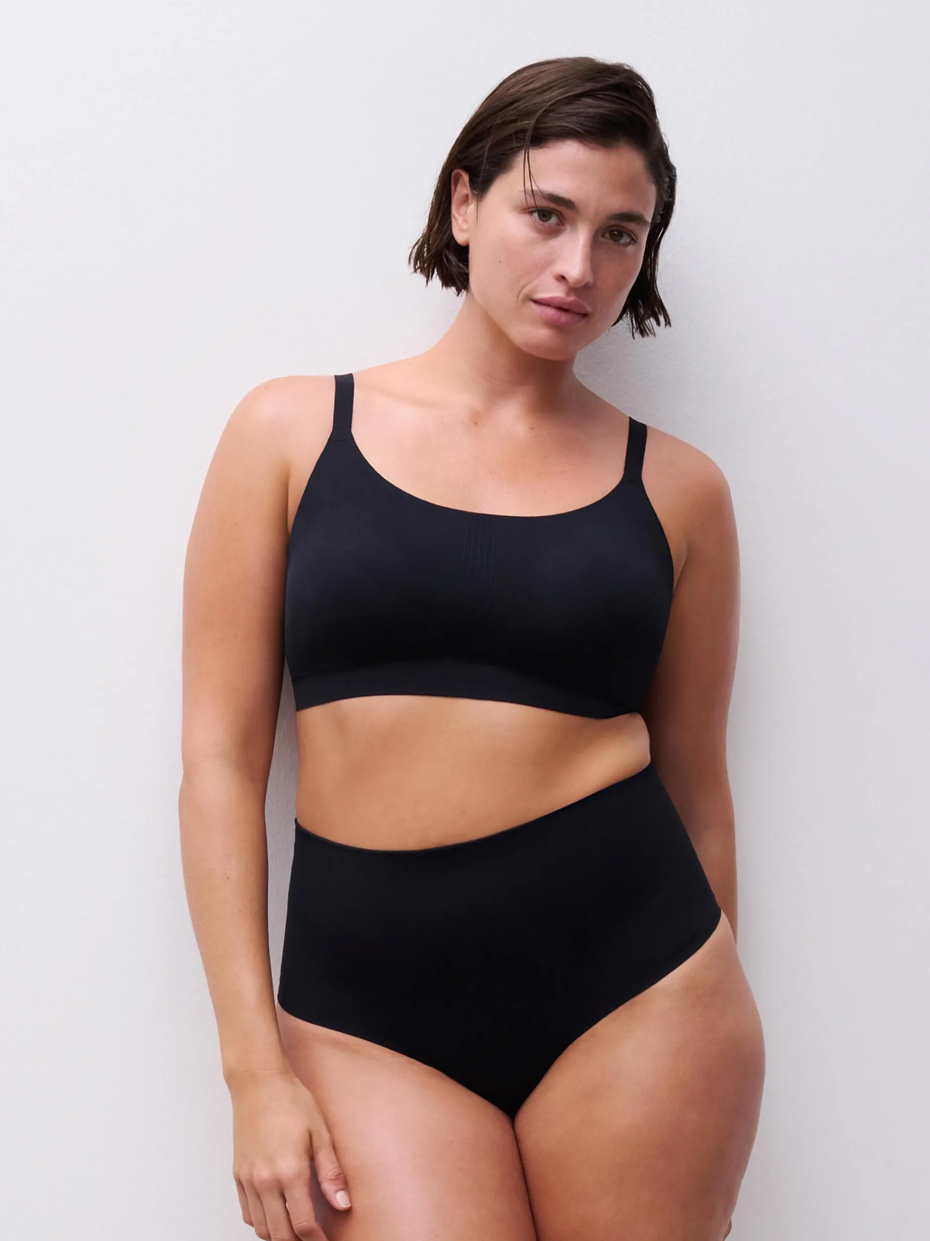 High waist Thong - Sort