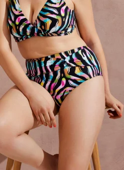 Højtaljet bikinitrusse - Colored zebra