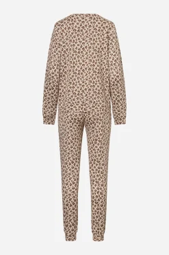 Langærmet pyjamas - Cream Leopard