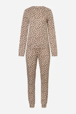 Langærmet pyjamas - Cream Leopard