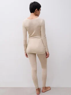 Langærmet undertrøje - 100% merinould - Heather nude