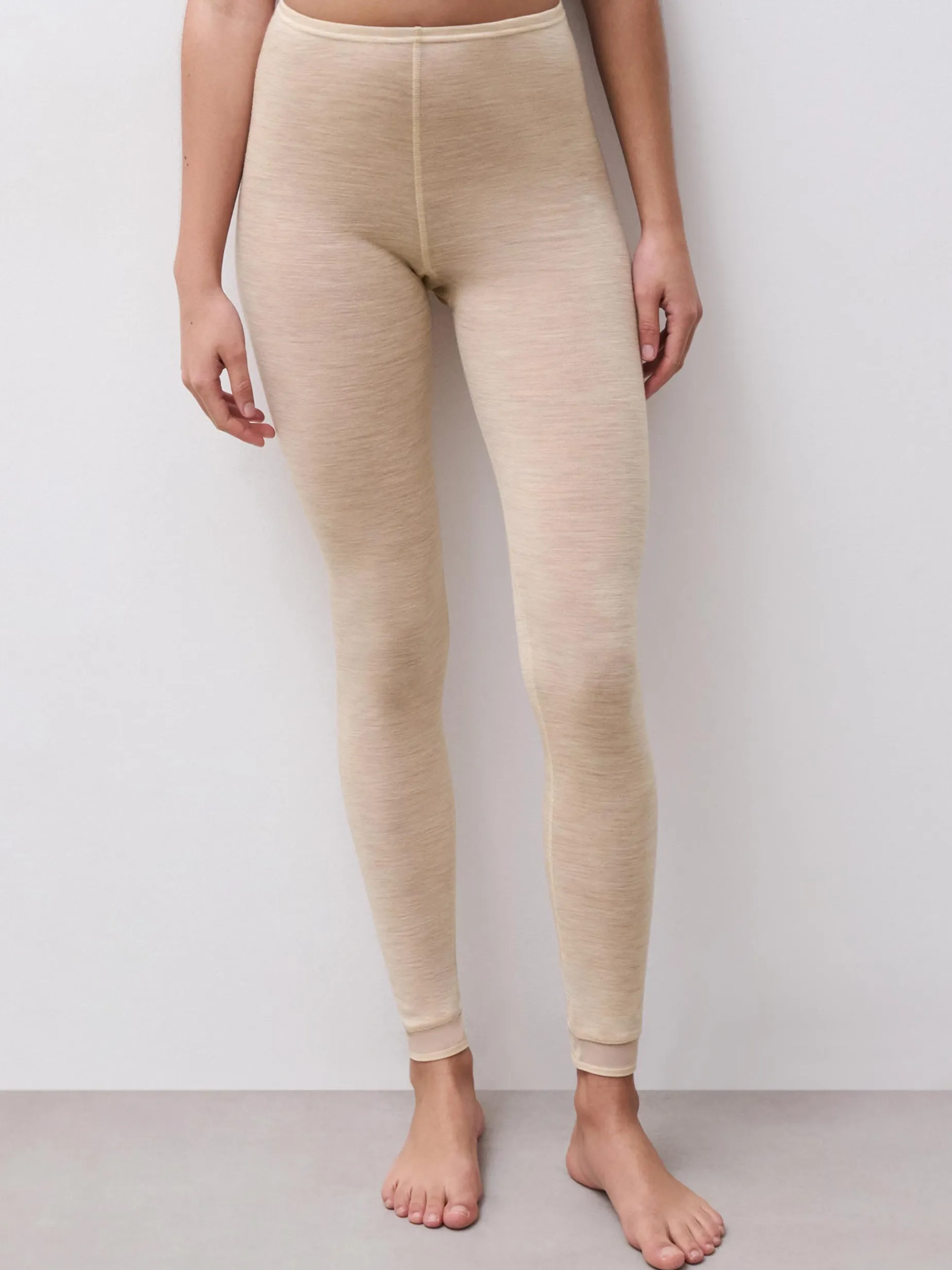 Leggings - 100% merinould - Heather nude