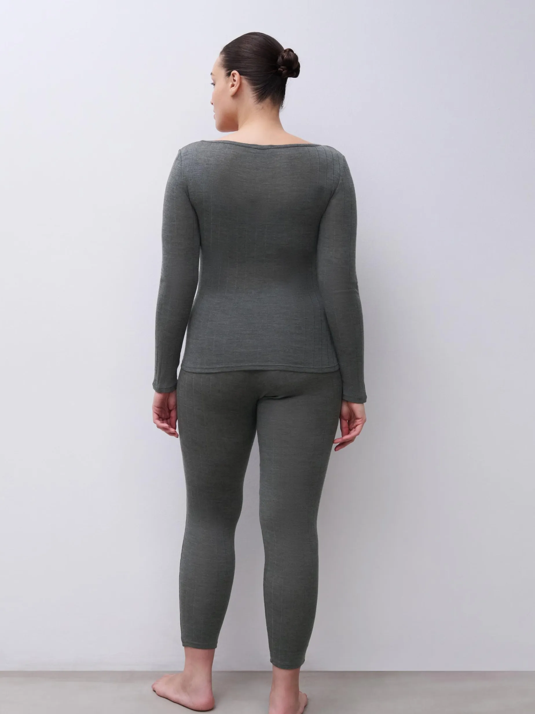 Leggings - merinould og silke - Slate Grey