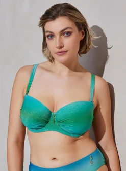 Stropløs bikinitop - Green blue gradient