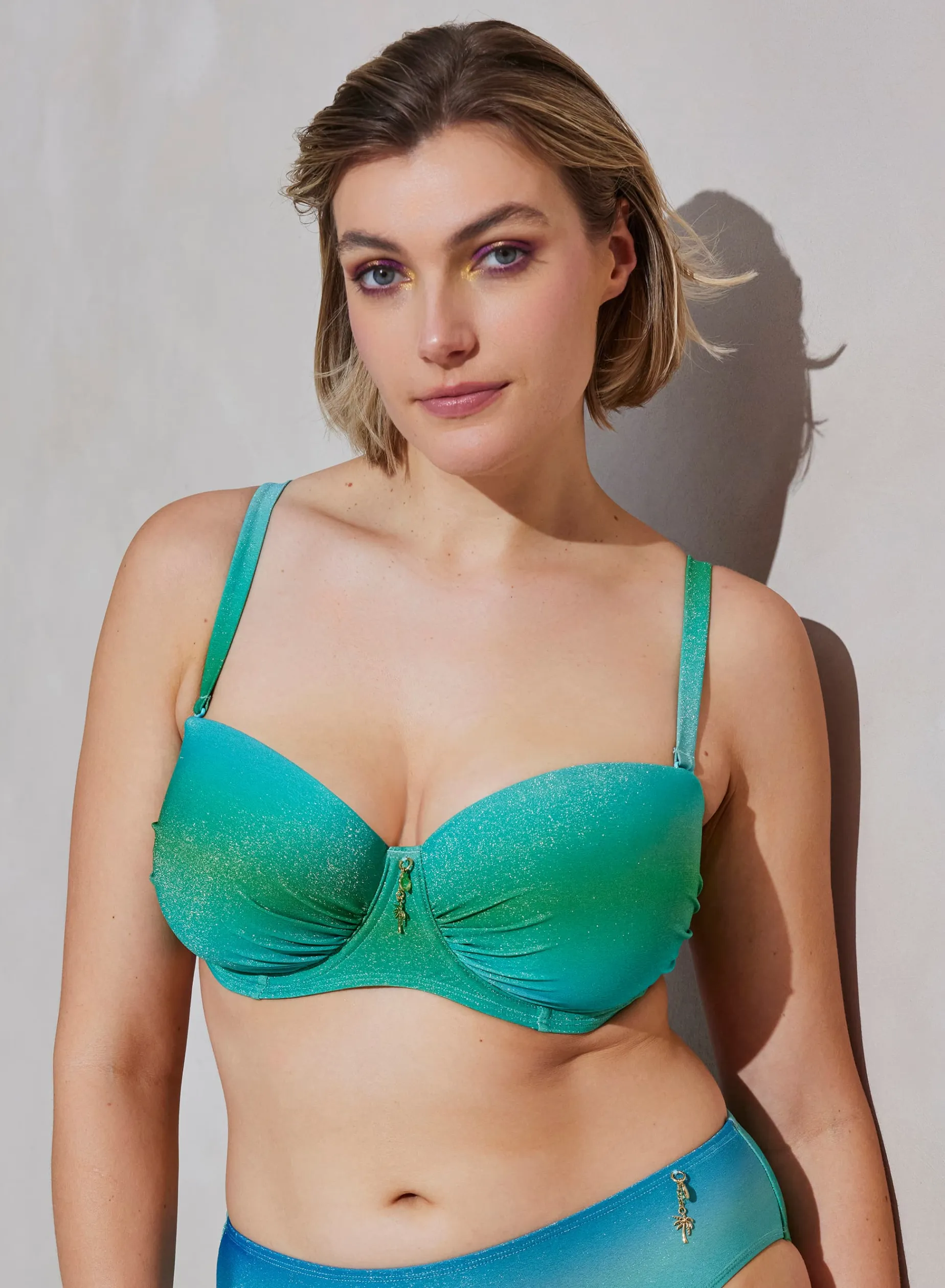 Stropløs bikinitop - Green blue gradient