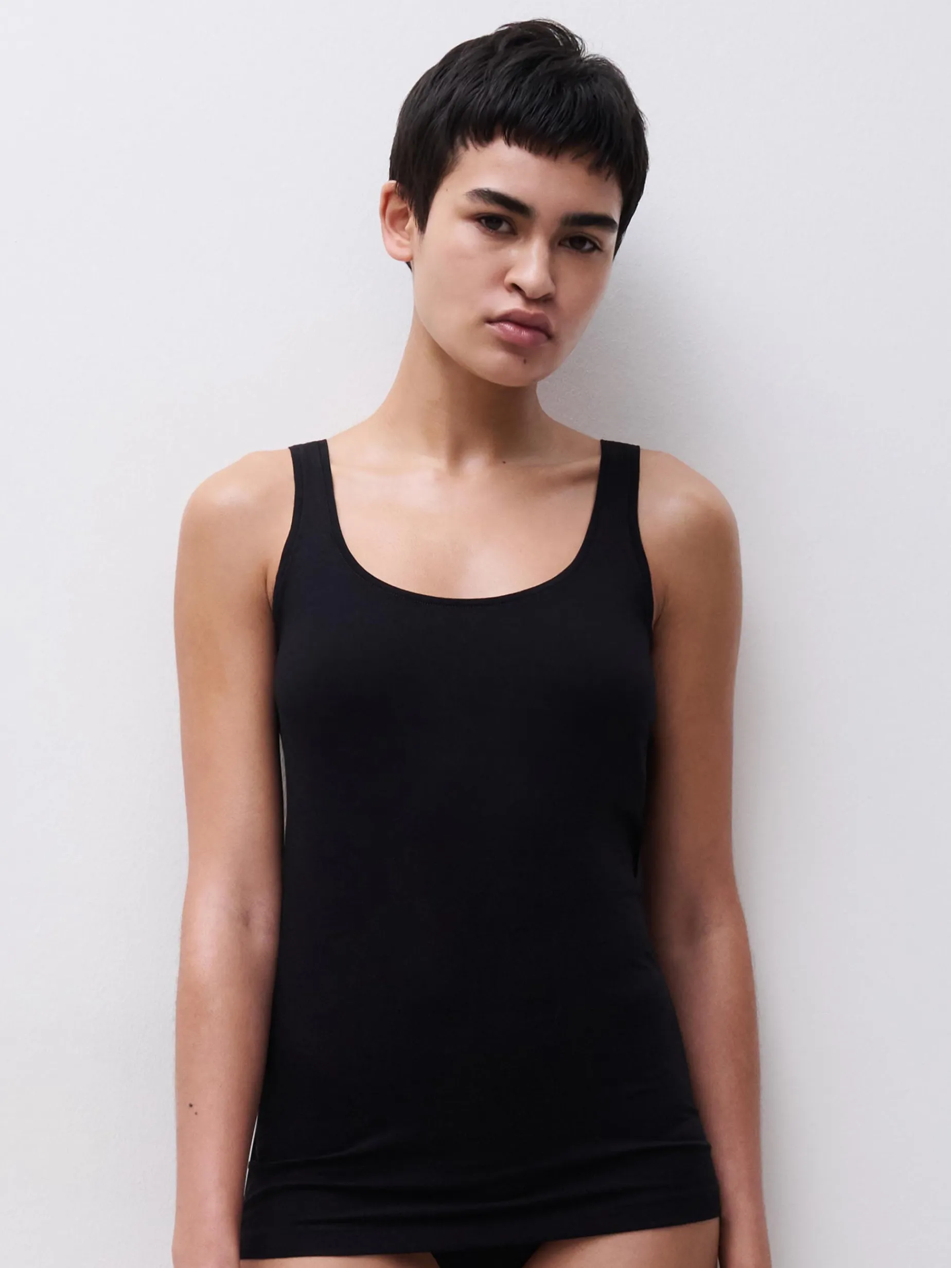 Tank top - bomuld - Sort