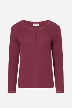 Top med lange ærmer - Beet Red