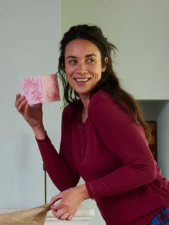 Top med lange ærmer - Beet Red