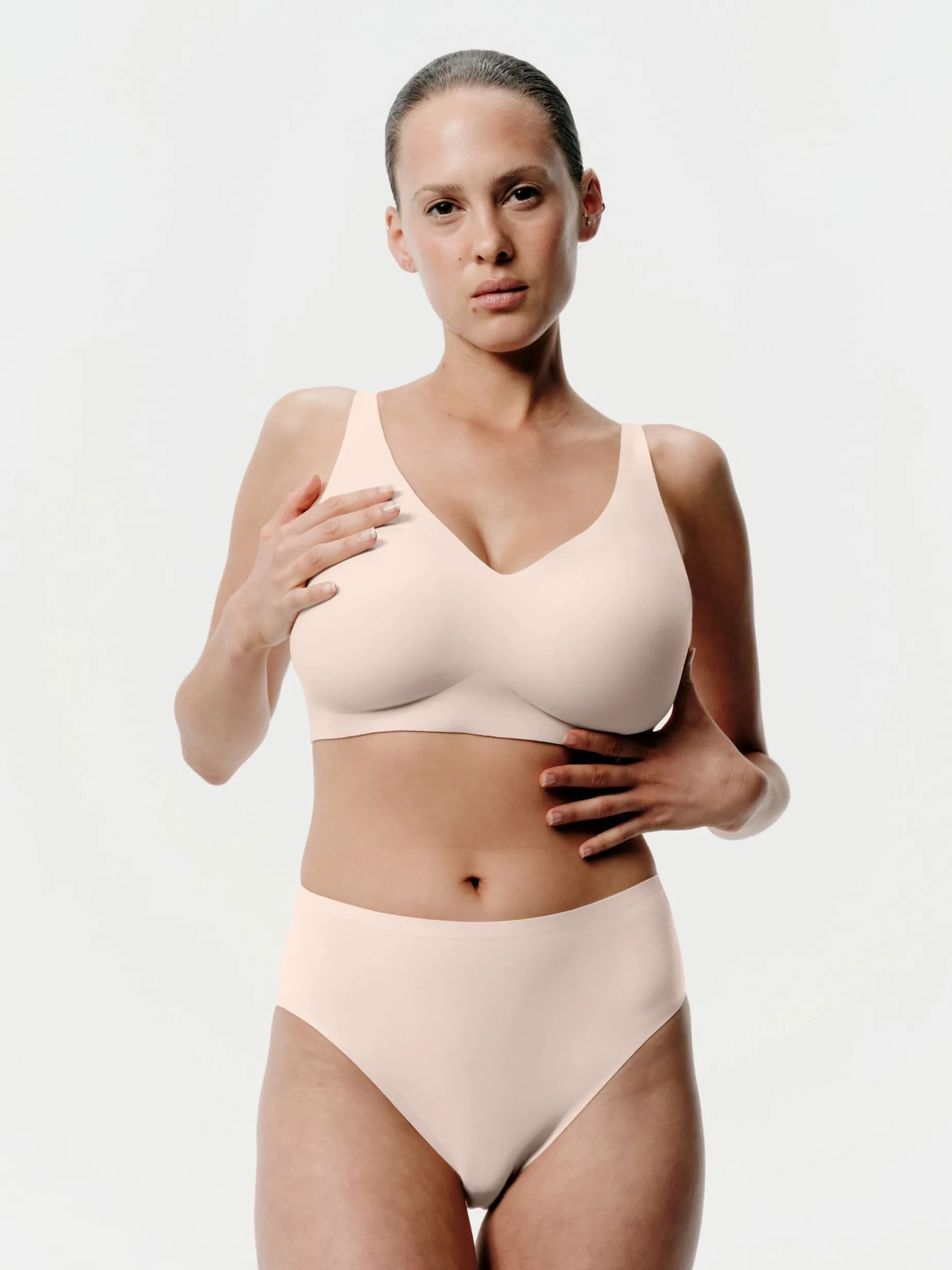 Top med V-hals - Golden Beige