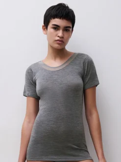 T-shirt -100% merinould - Heather grey