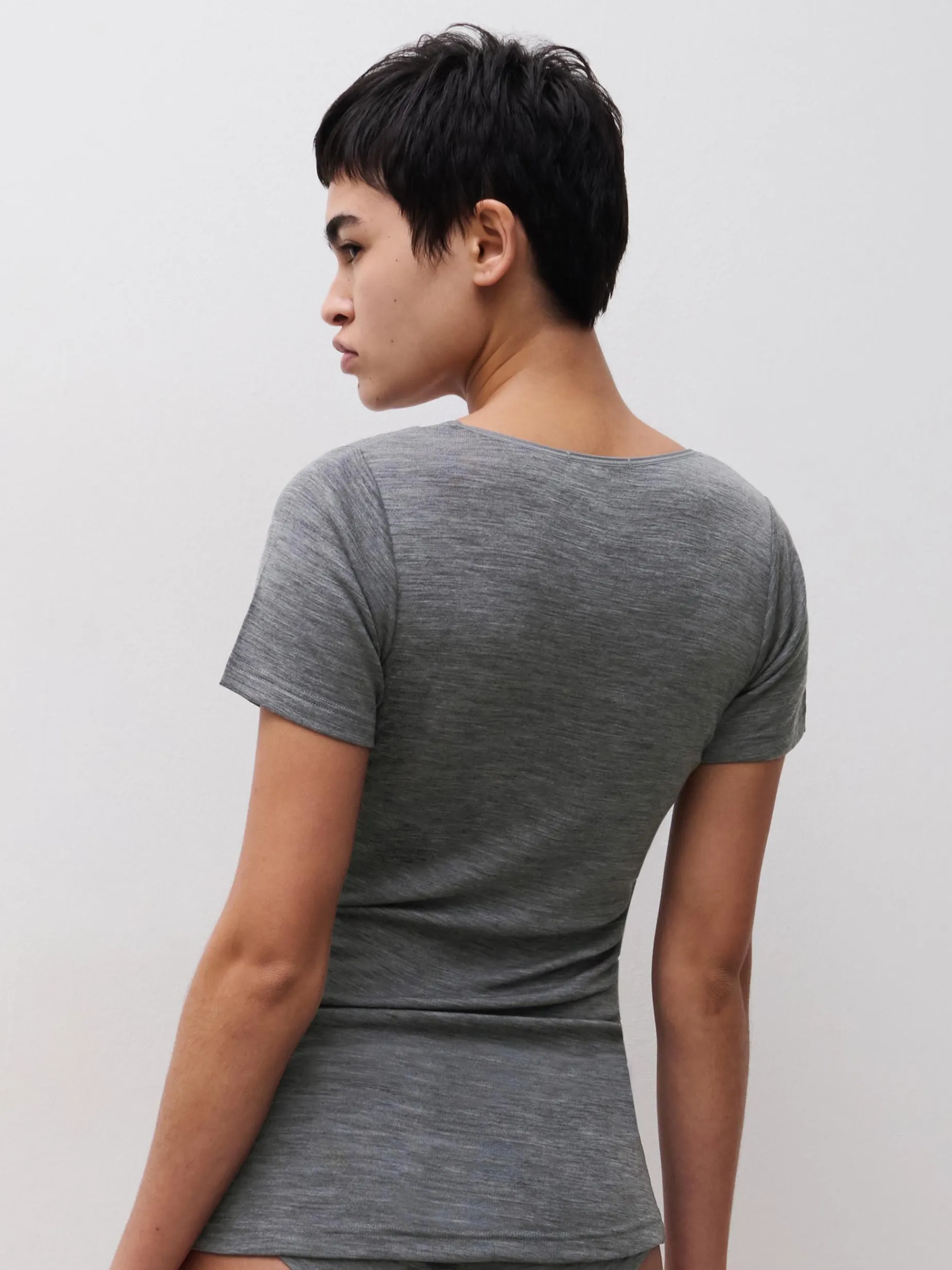 T-shirt -100% merinould - Heather grey
